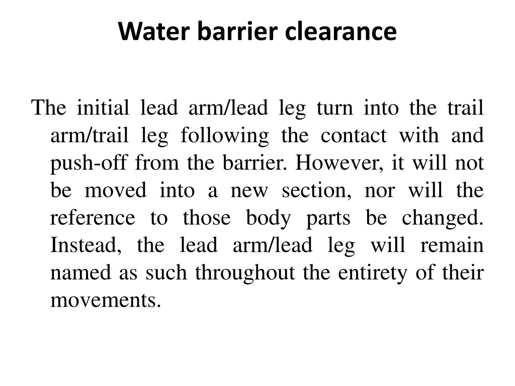 water barrier clearance