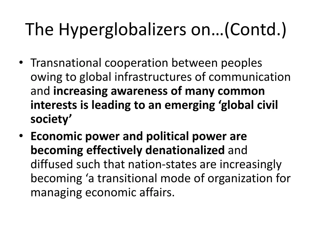 the hyperglobalizers on contd 1