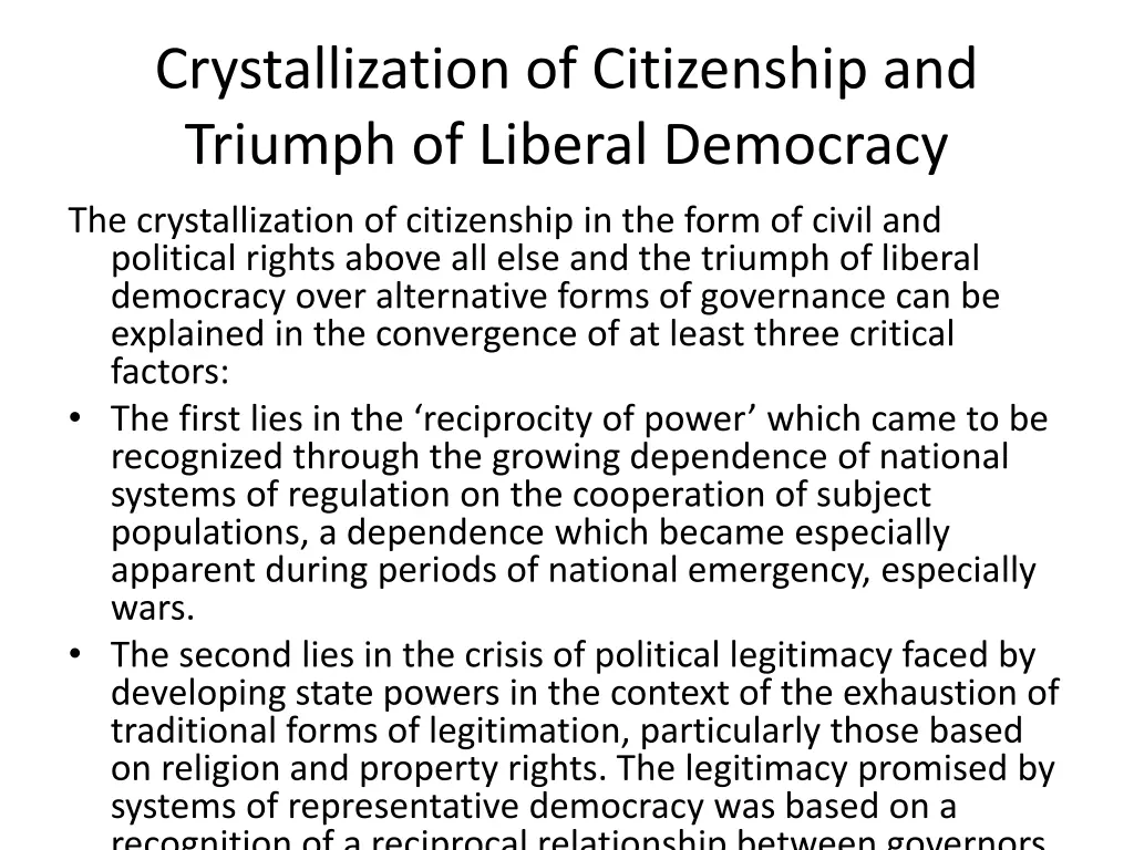 crystallization of citizenship and triumph