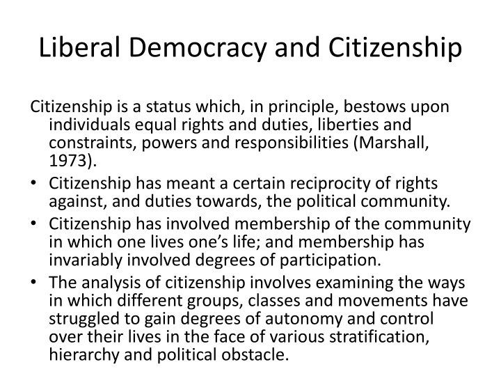 liberal democracy and citizenship