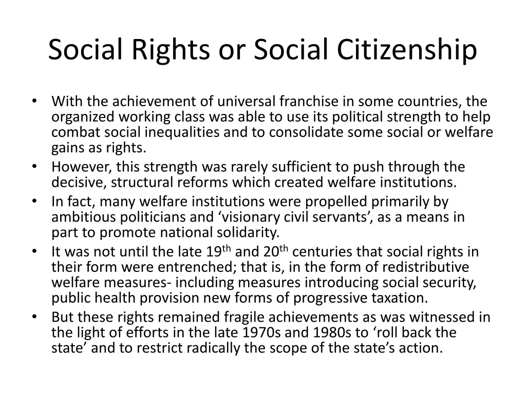 social rights or social citizenship