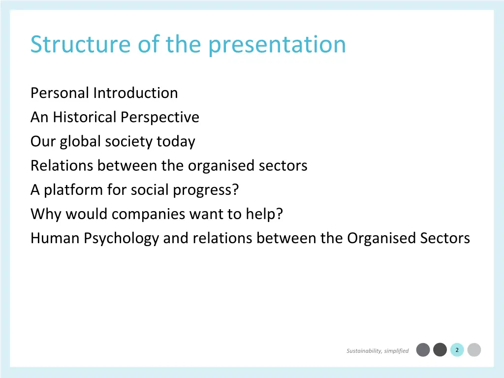 structure of the presentation