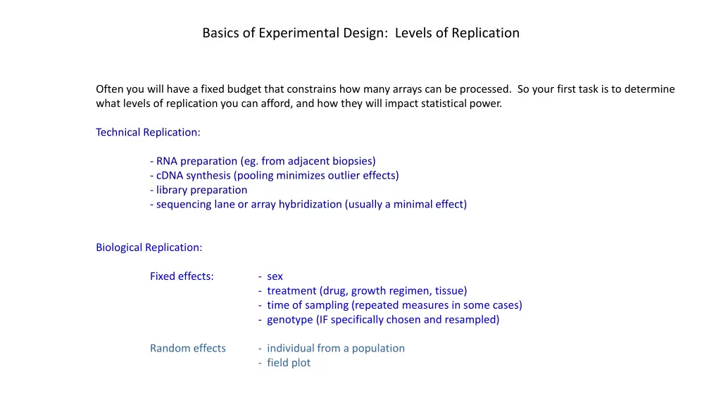 basics of experimental design levels