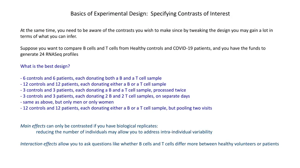 basics of experimental design specifying