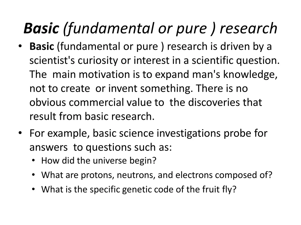 basic fundamental or pure research basic