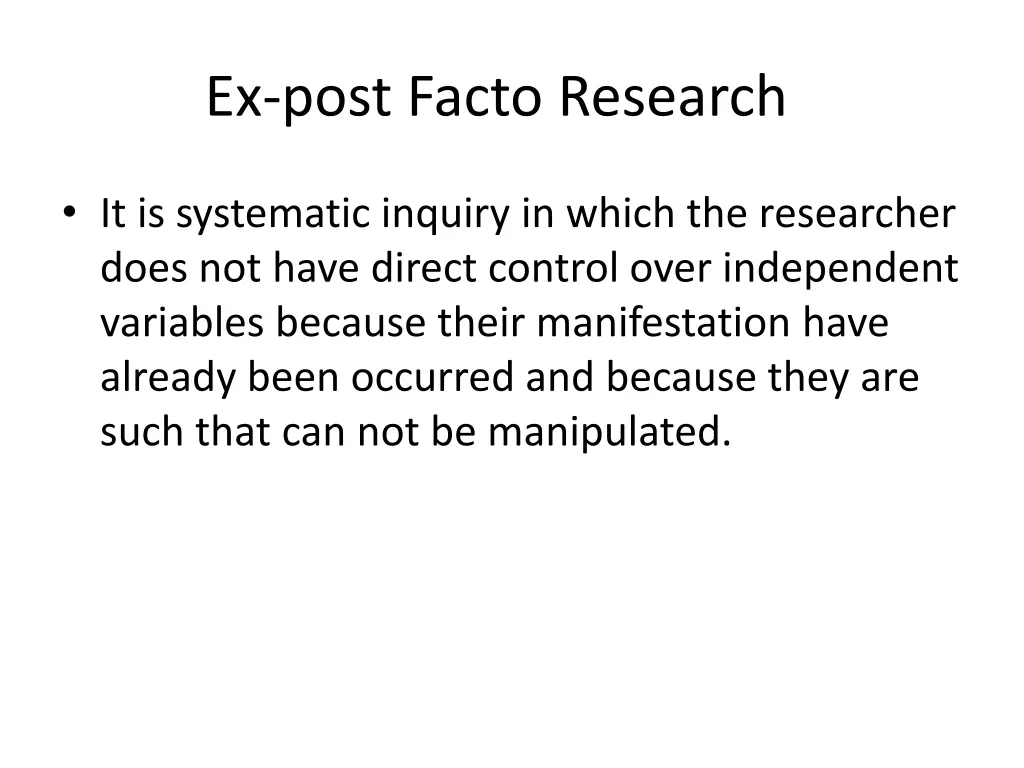 ex post facto research