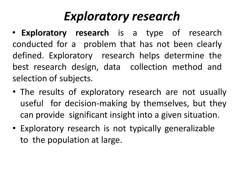 exploratory research exploratory research