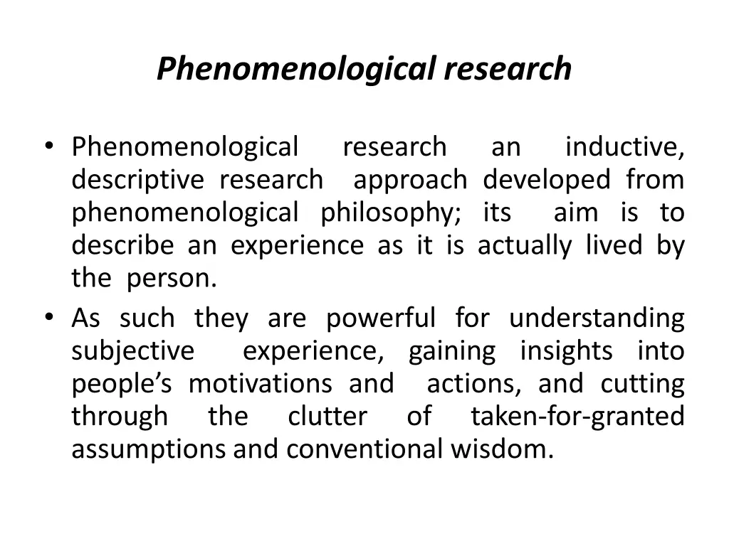 phenomenological research