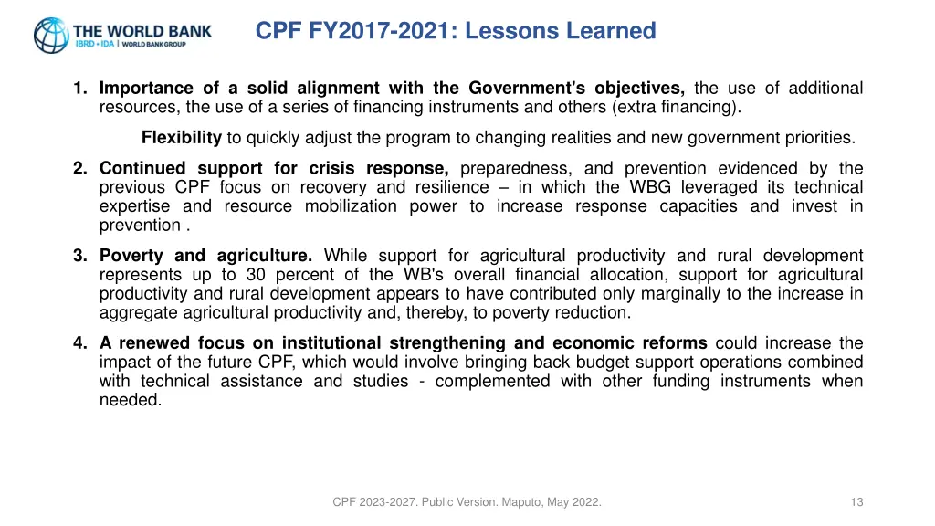 cpf fy2017 2021 lessons learned