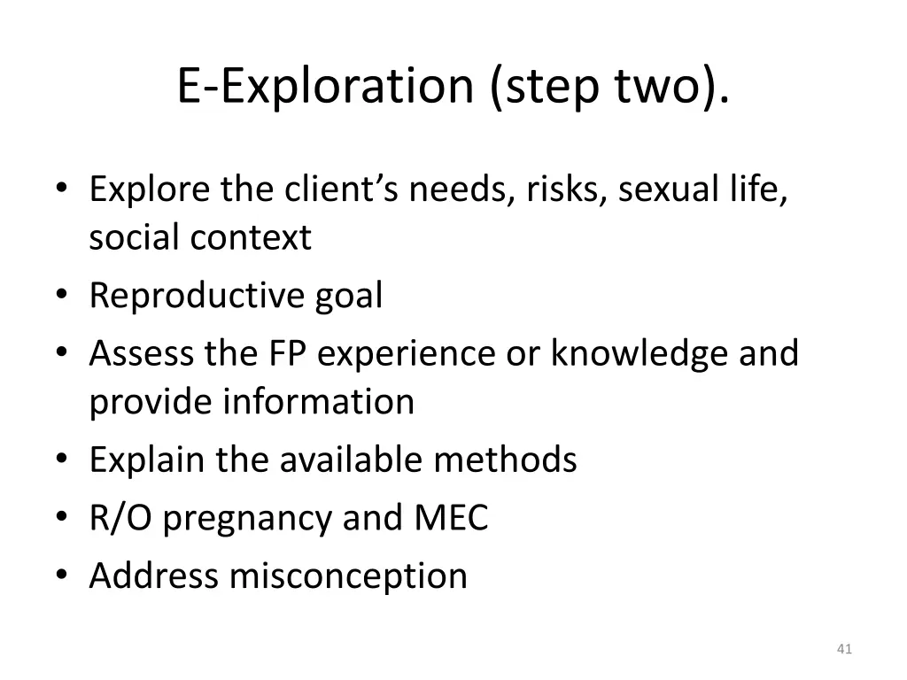 e exploration step two