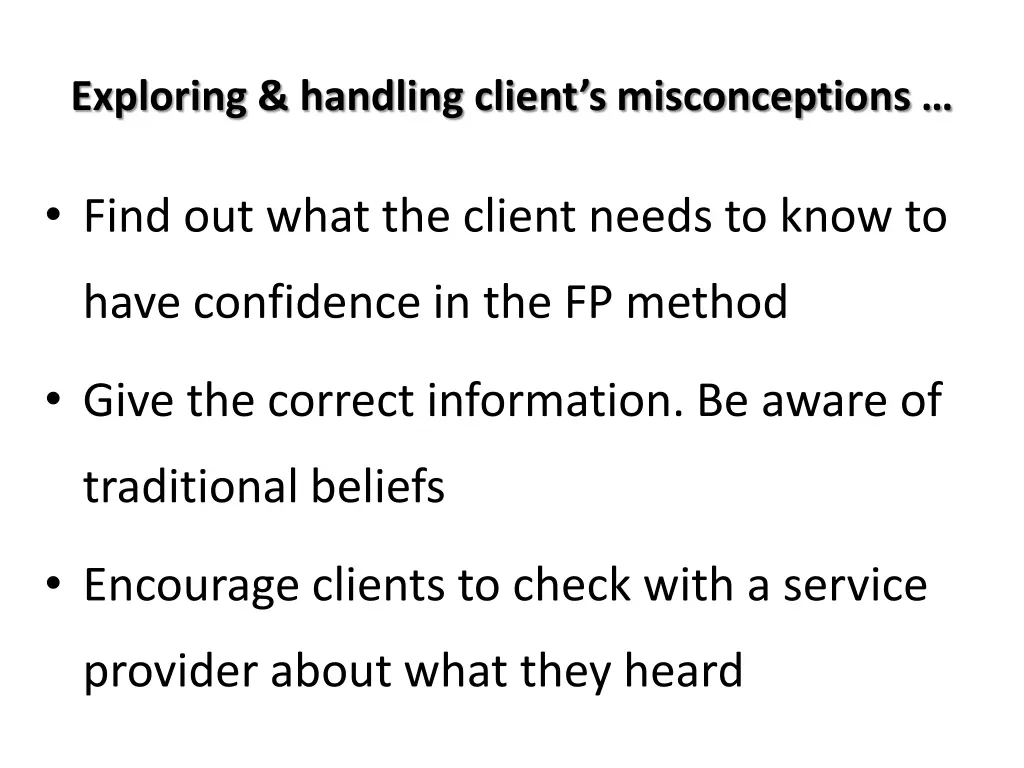 exploring handling client s misconceptions