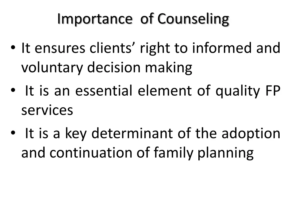 importance of counseling