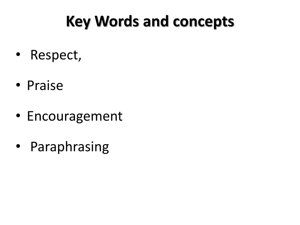 key words and concepts