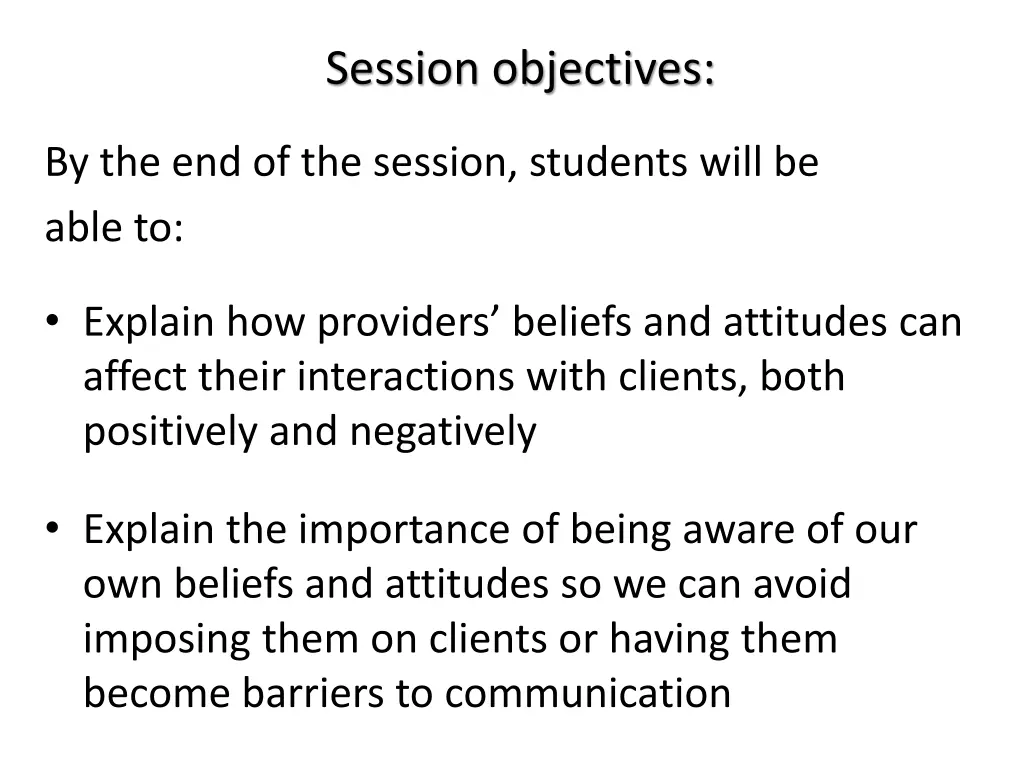 session objectives