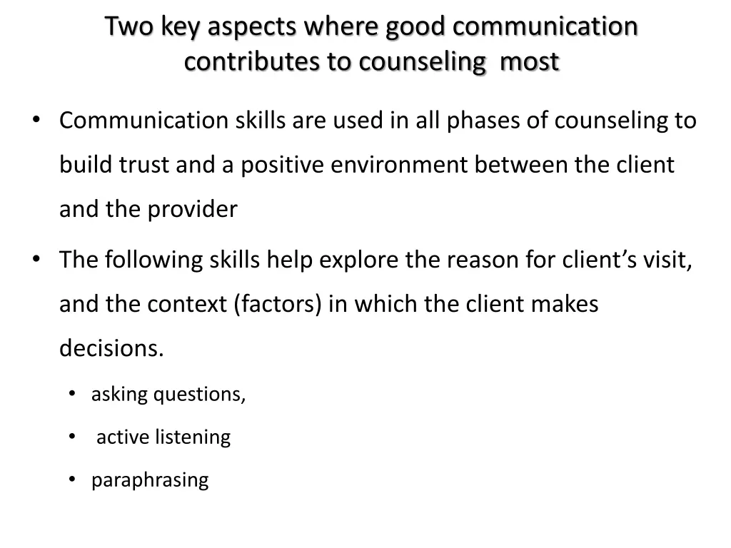 two key aspects where good communication