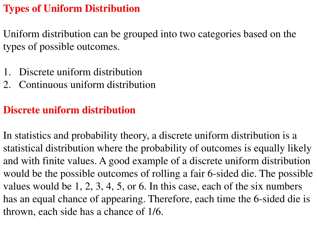 types of uniform distribution