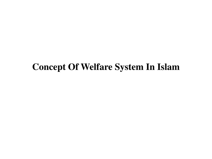 concept of welfare system in islam