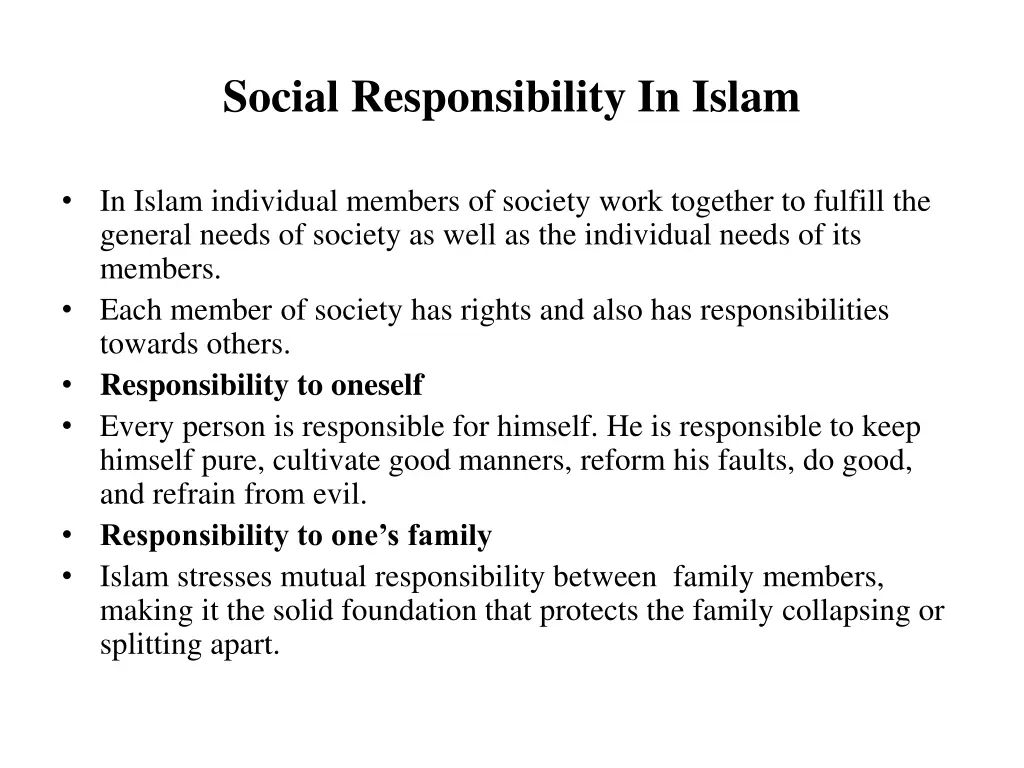 social responsibility in islam