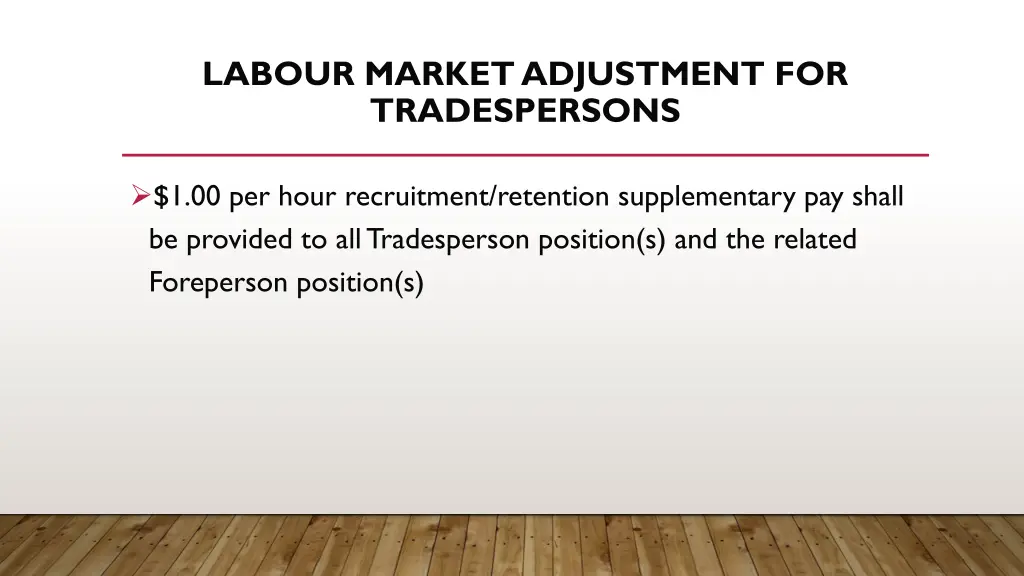 labour market adjustment for tradespersons