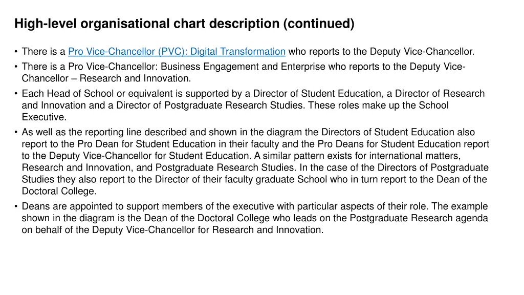 high level organisational chart description 1