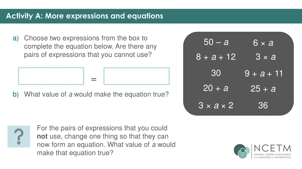 activity a more expressions and equations