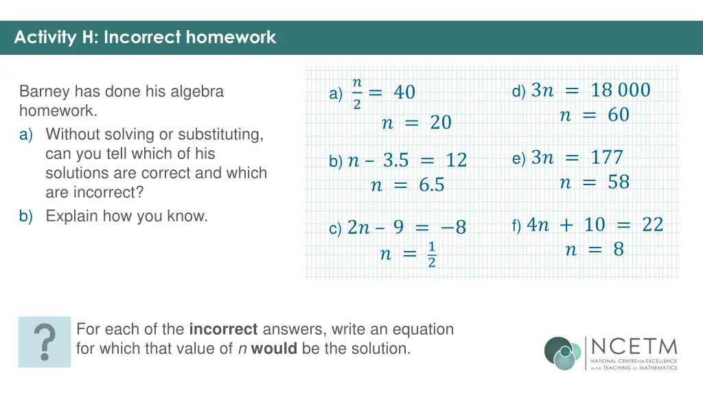 activity h incorrect homework