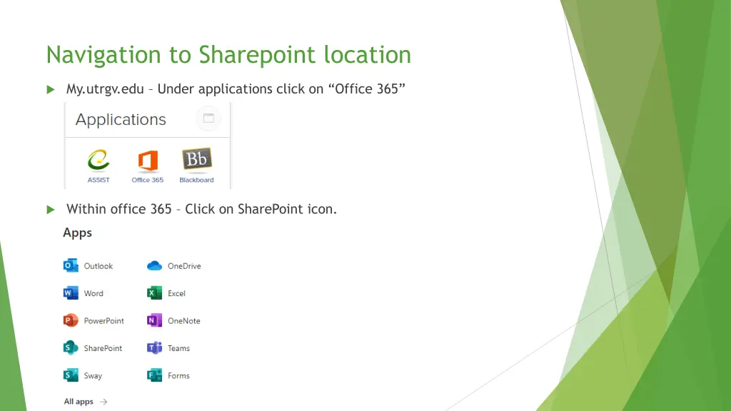 navigation to sharepoint location