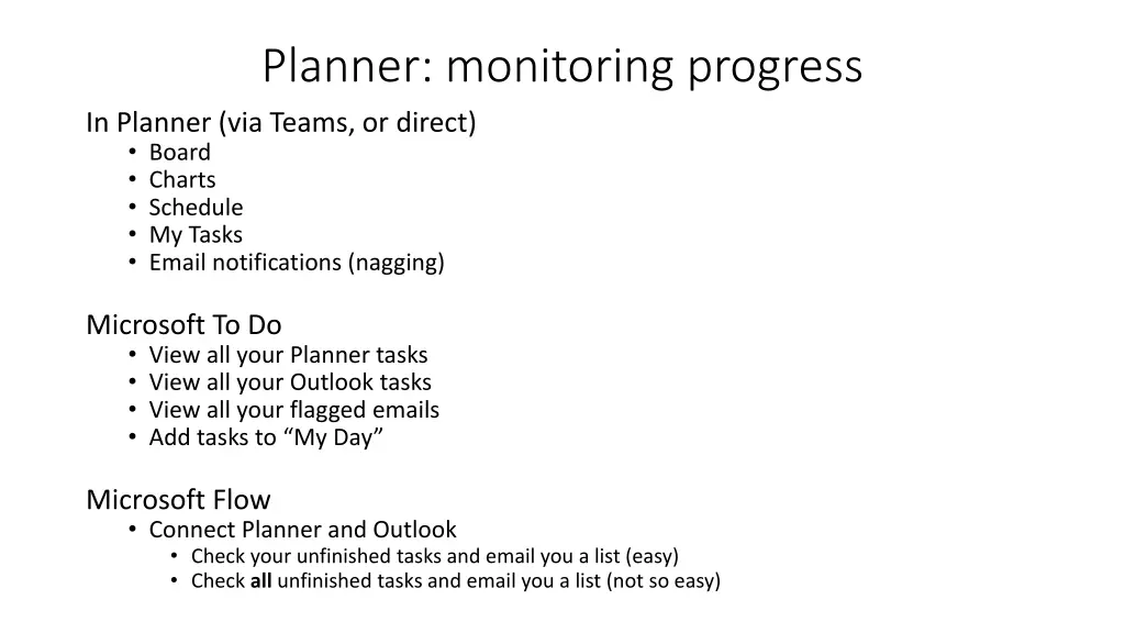 planner monitoring progress in planner via teams