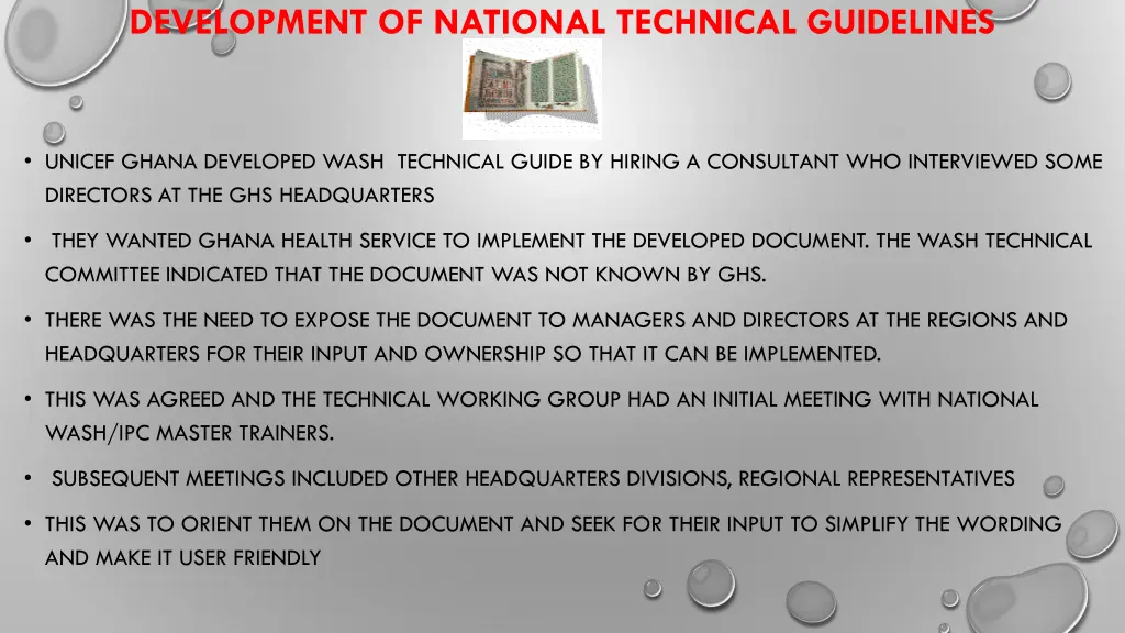 development of national technical guidelines