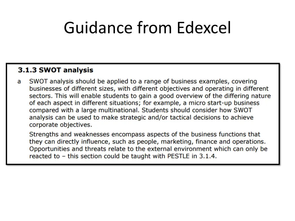 guidance from edexcel