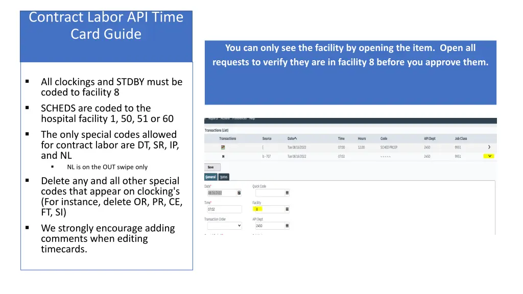 contract labor api time card guide