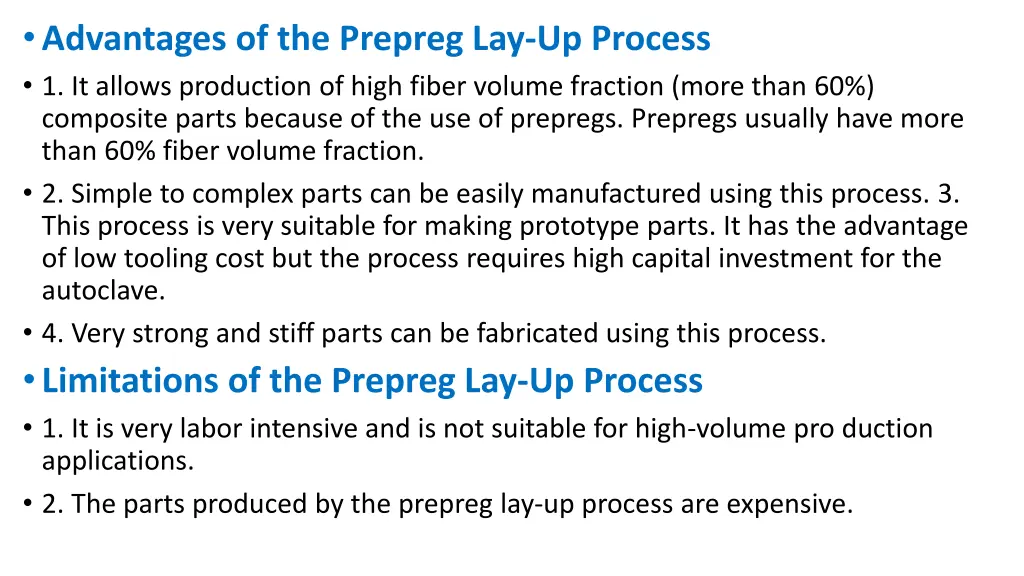 advantages of the prepreg lay up process