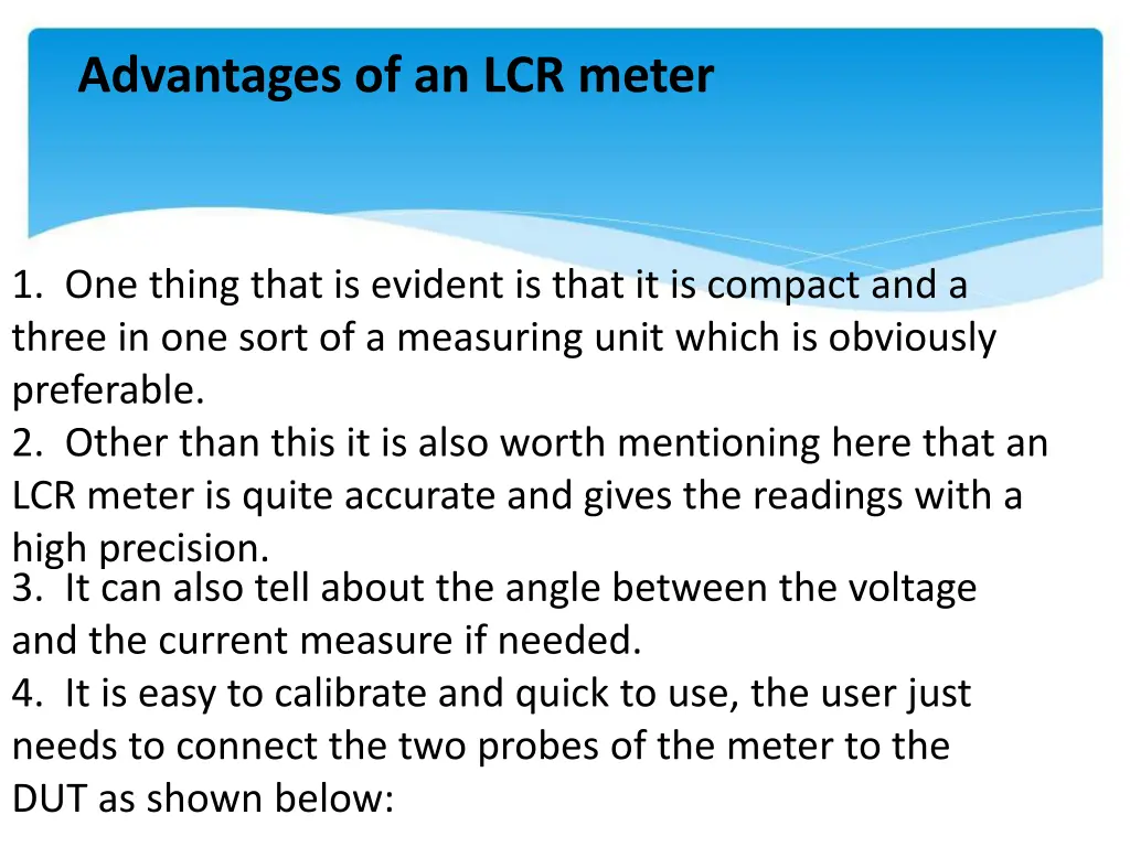 advantages of an lcr meter