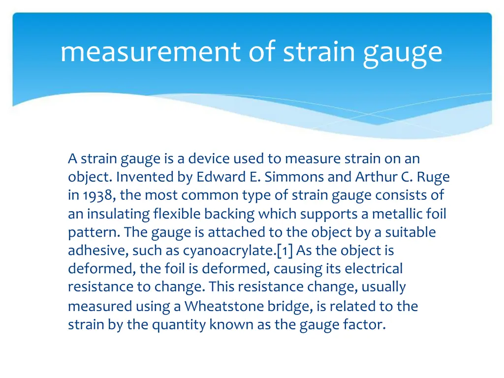 measurement of strain gauge