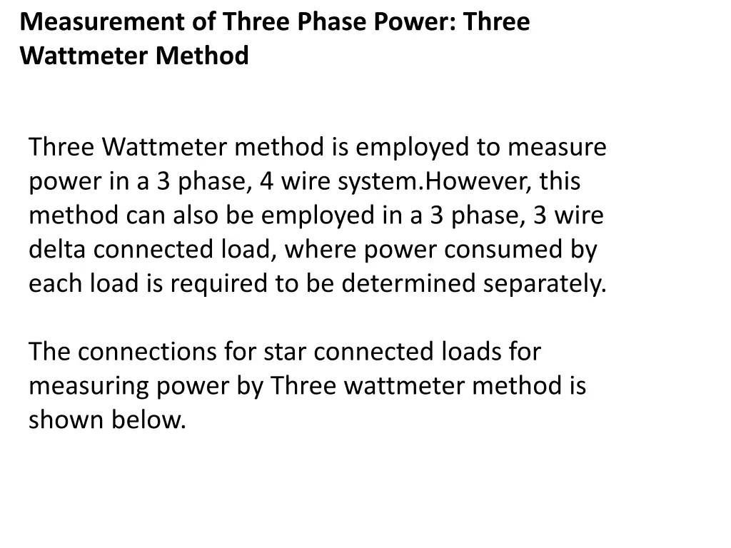 measurement of three phase power three wattmeter