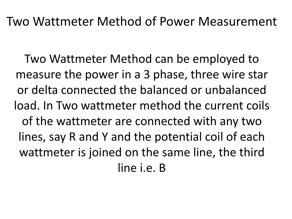 two wattmeter method of power measurement