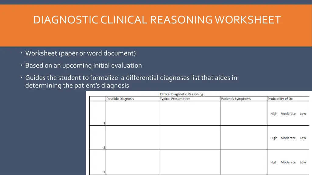 diagnostic clinical reasoning worksheet 1