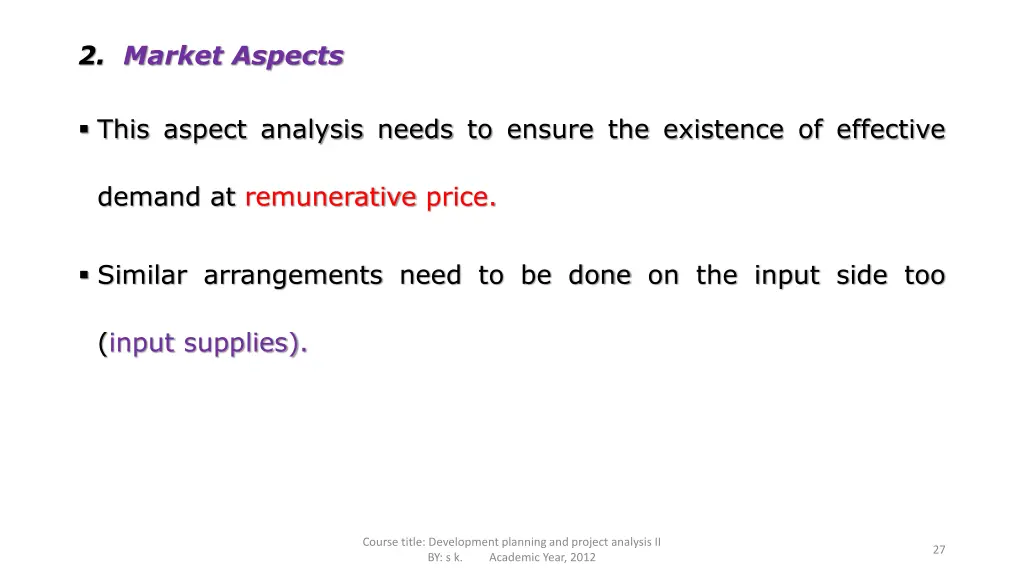 2 market aspects