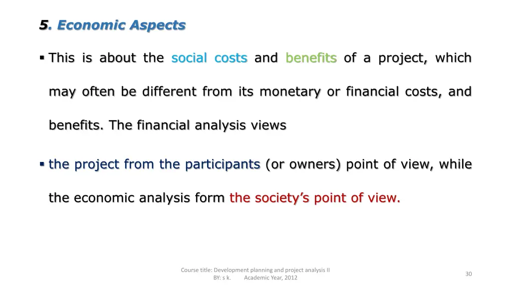 5 economic aspects