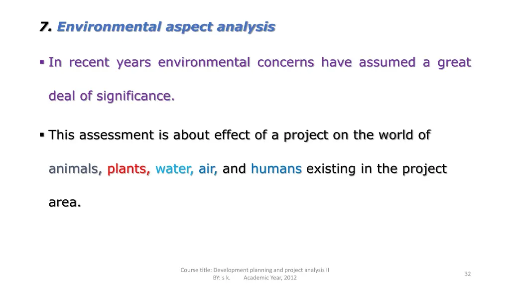 7 environmental aspect analysis