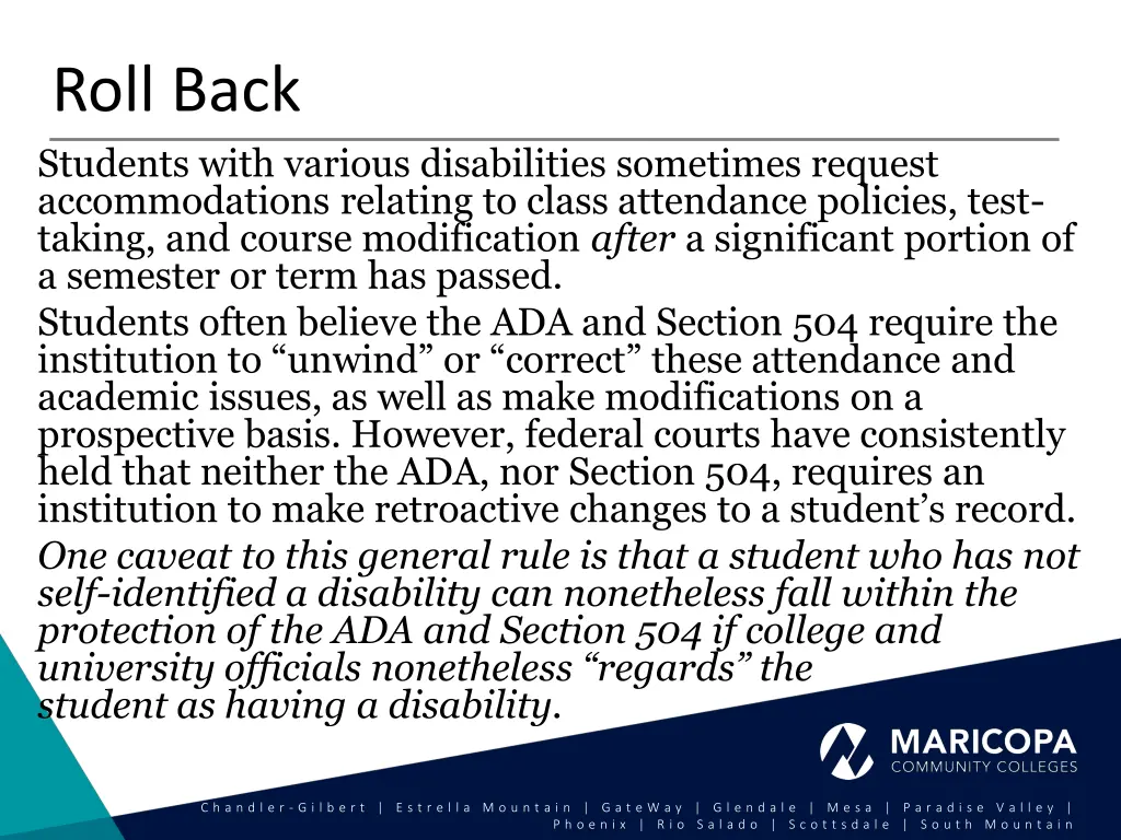 roll back students with various disabilities