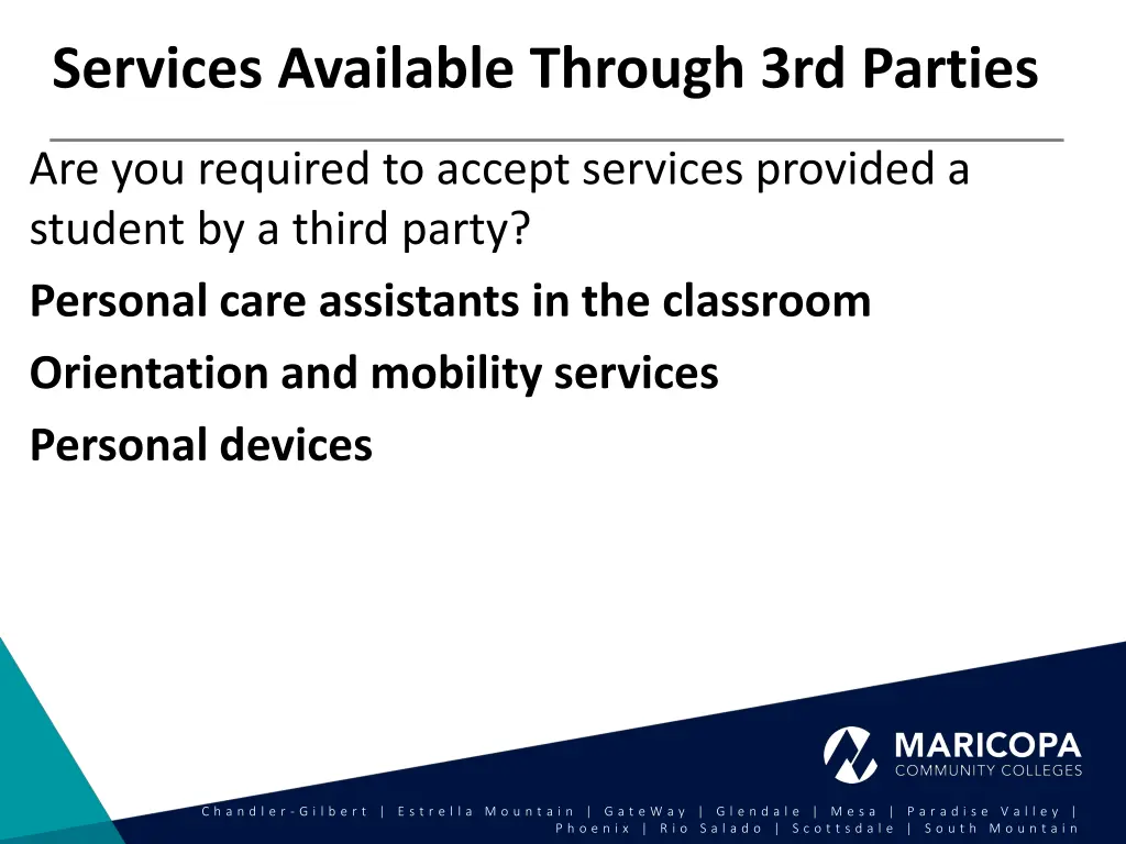 services available through 3rd parties