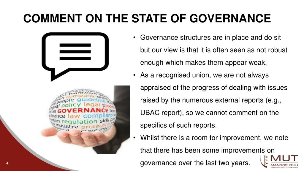 comment on the state of governance