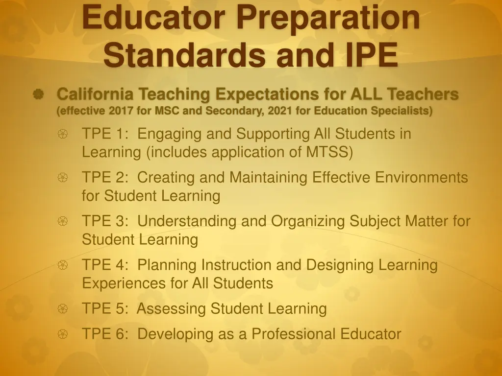 educator preparation standards and ipe