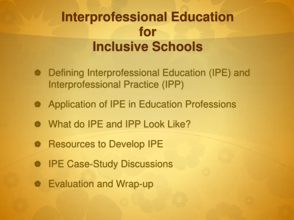 interprofessional education for inclusive schools