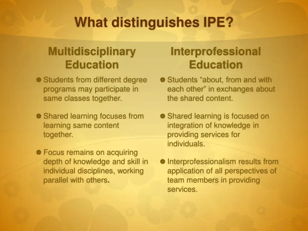 what distinguishes ipe