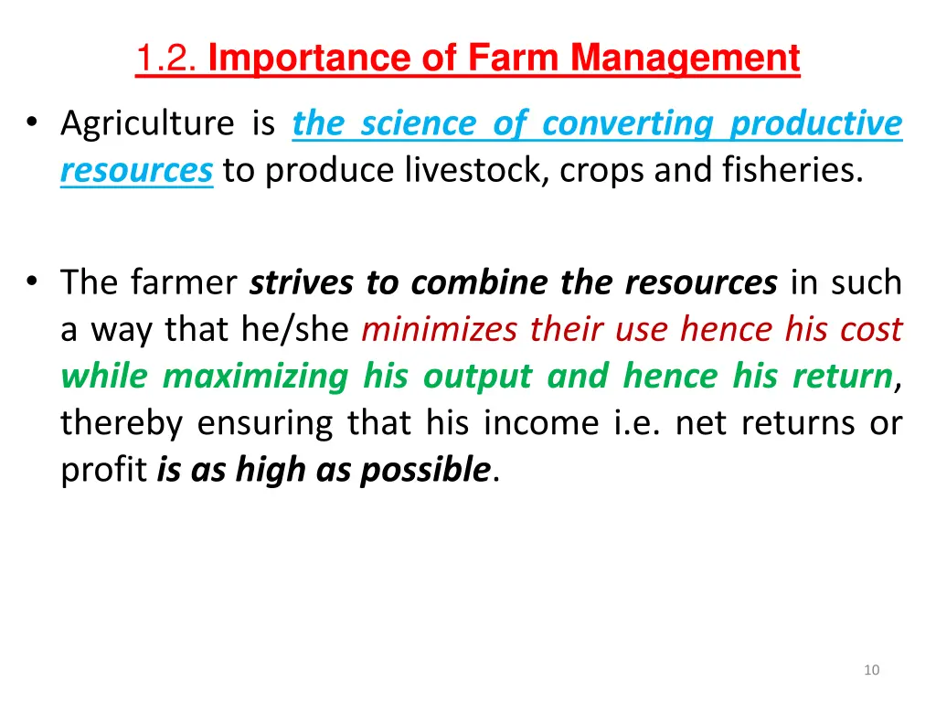 1 2 importance of farm management