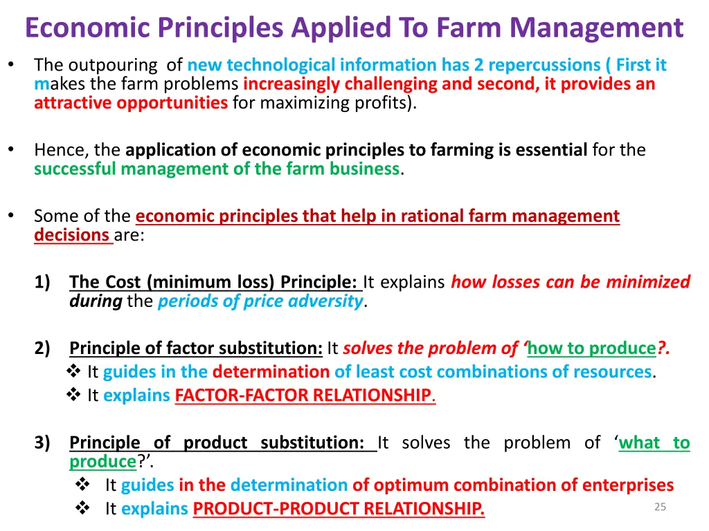 economic principles applied to farm management