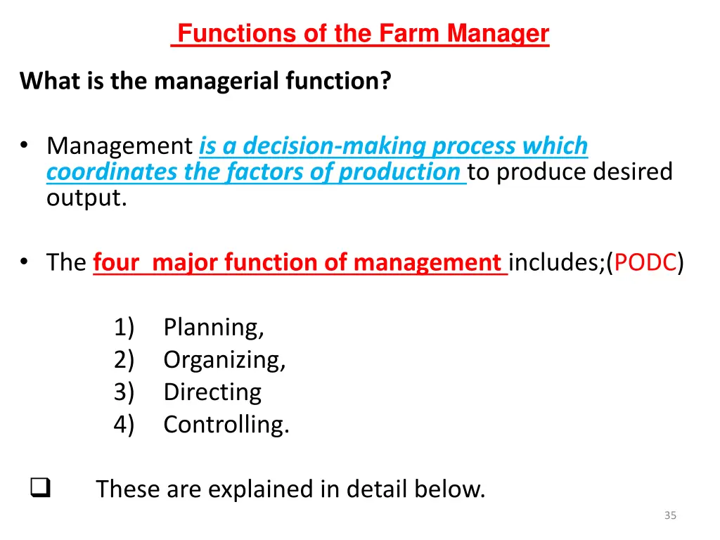 functions of the farm manager