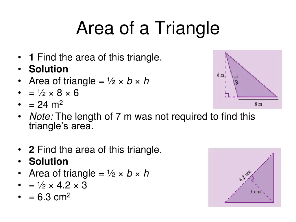 area of a triangle